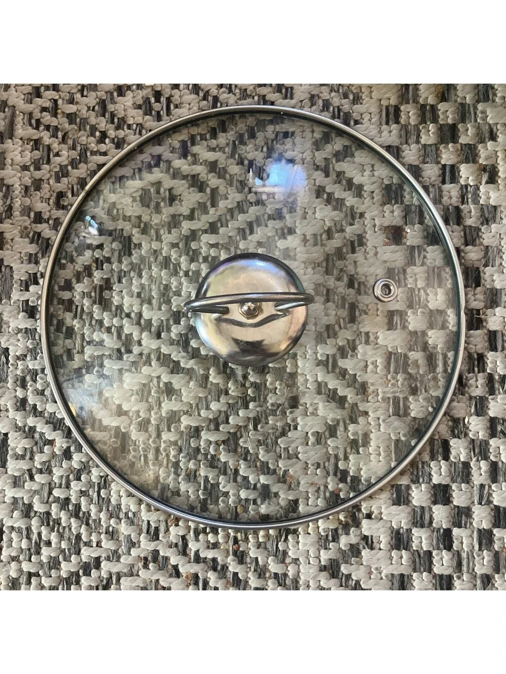 Replacement LID Glass Metal Handle Round Silver Vented 7 1/2 “ Diameter
